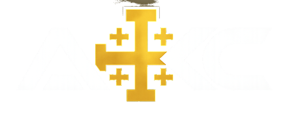 AKC logo with gold Jerusalem cross